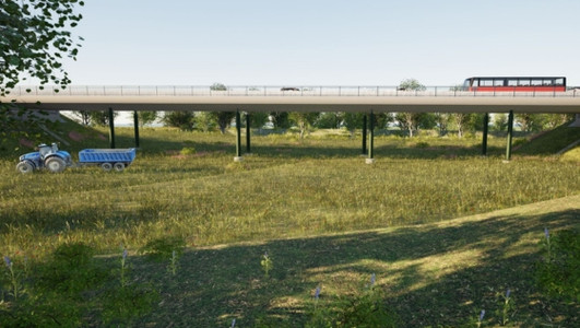 Wird ein Teil der Nordumfahrung: die Talbrücke „Wächtelesäcker“ in einer Visualisierung. Grafik: Stadt Heilbronn/Planungsbüro IG Bauen