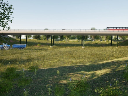Wird ein Teil der Nordumfahrung: die Talbrücke „Wächtelesäcker“ in einer Visualisierung. Grafik: Stadt Heilbronn/Planungsbüro IG Bauen
