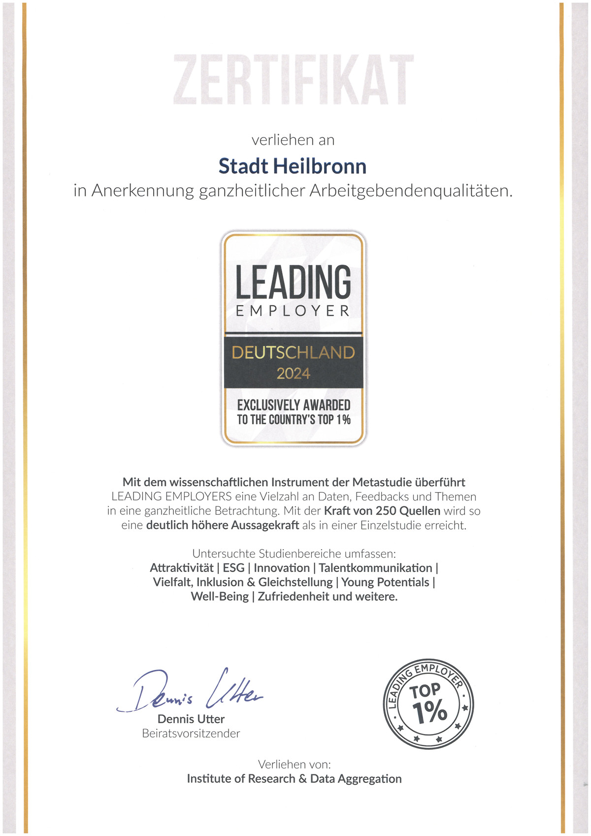 Zertifikat "Leading Employer 2024"