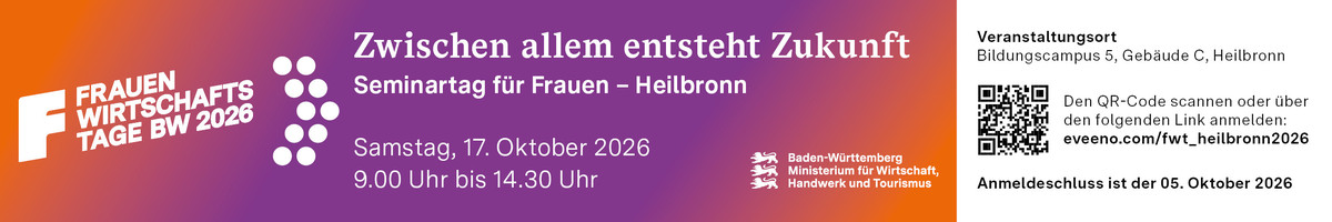 Frauenwirtschaftstage 2026 am 17. Oktober 2026, 9:00 Uhr bis 14:30 Uhr
