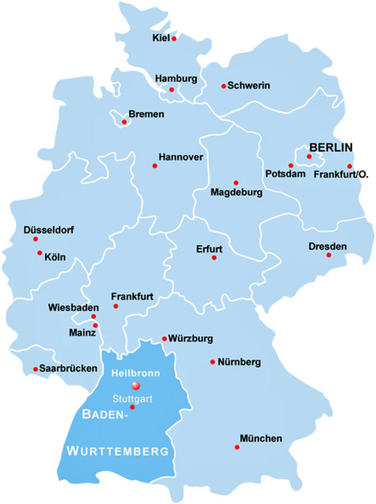 Lage Heilbronns in Deutschland