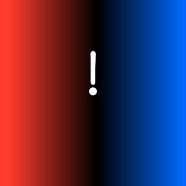 Symbolbild "Wissenswertes": Weißes Ausrufezeichen vor einem Farbverlauf von Blau über Schwarz zu Rot.