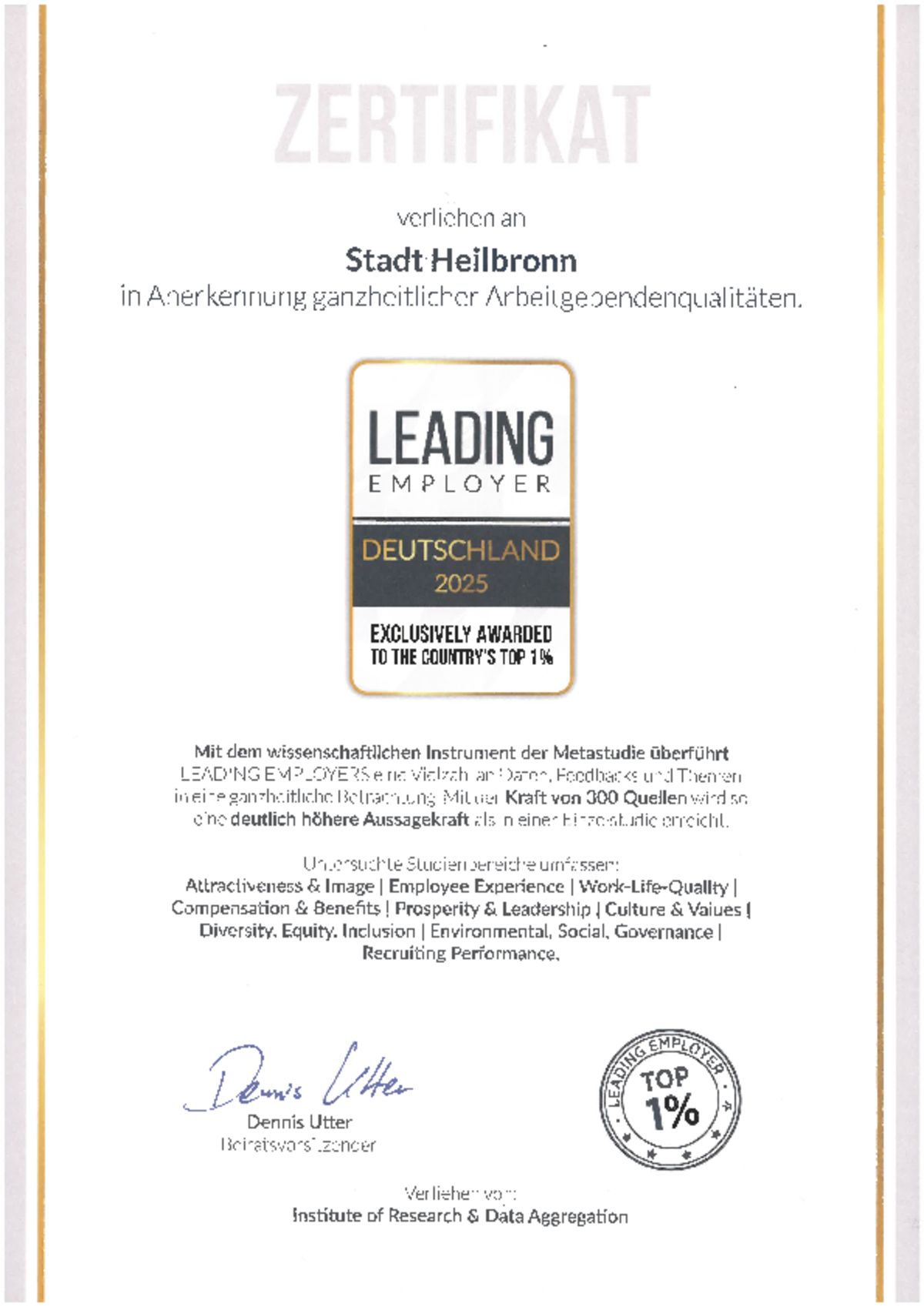 Zertifikat "Leading Employer 2025"