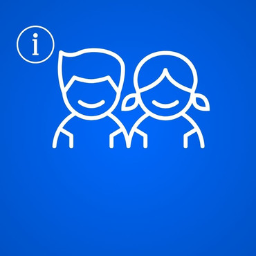 Dieses Icon zeigt ein Mädchen und einen Jungen sowie ein Informations-Zeichen