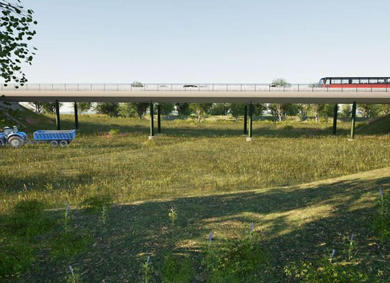 Wird ein Teil der Nordumfahrung: die 80 Meter lange Talbrücke Wächtelesäcker. Visualisierung: Stadt Heilbronn/Planungsbüro IG Bauen