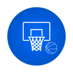 Symbolbild: Man sieht einen Basketballkorb mit Basketball