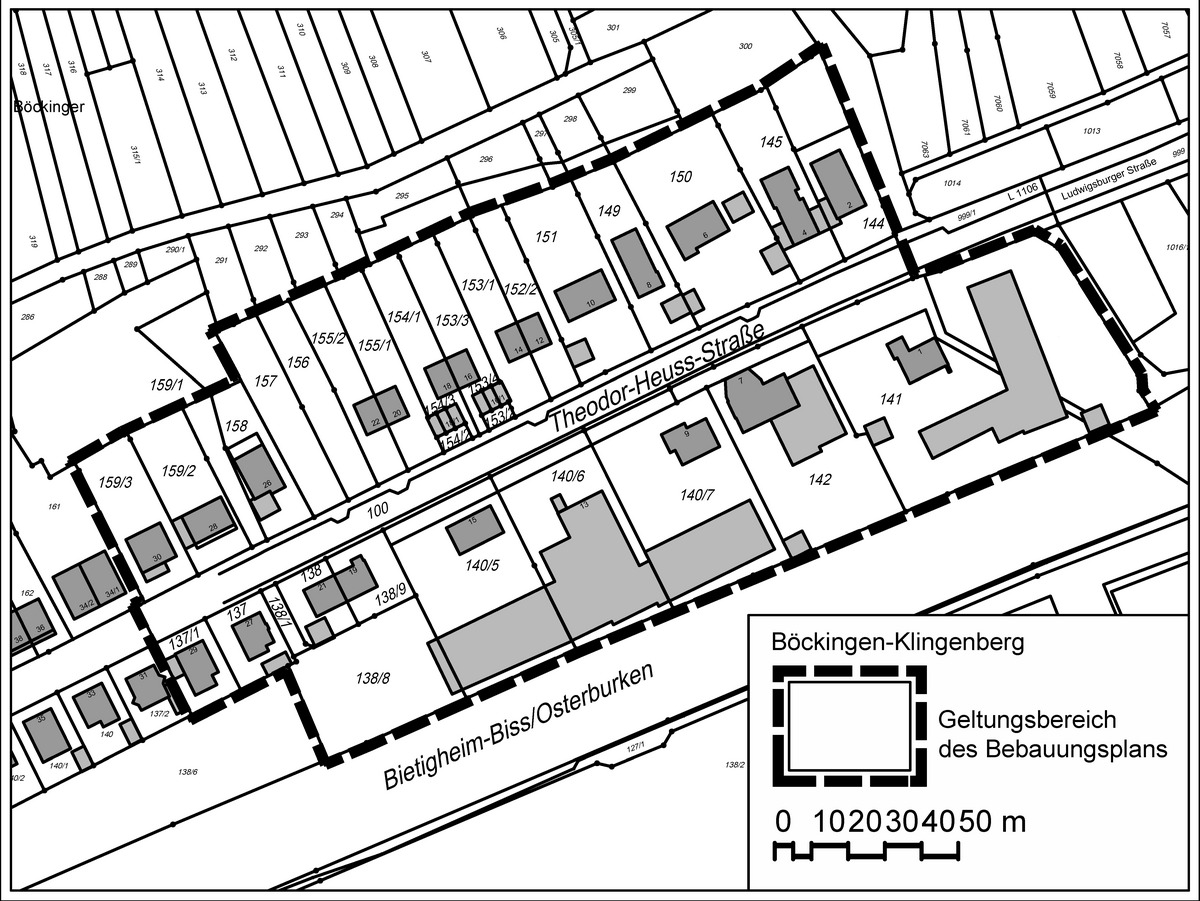 Übersichtsplan - Bereich Theodor-Heuss-Straße 1-30 - Kartengrundlage: Vermessungs- und Katasteramt