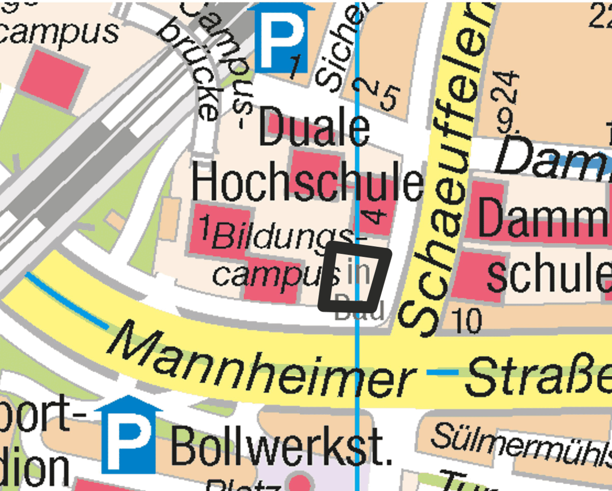 Übersichtsplan zur Lage im Stadtgebiet Bildungscampus Ost - Kartengrundlage: Vermessungs- und Katasteramt