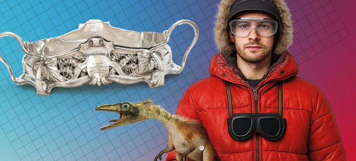 Das mit KI erstellte Bild zeigt einen Zeitreisenden, der aus allen Sammlungen des umgebauten Museums im Deutschof ein Exponat mitbringt. 