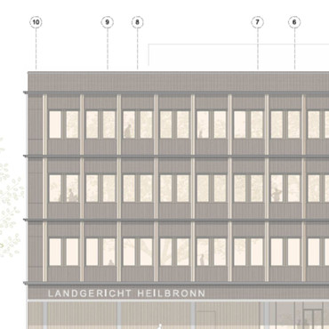 Visualisierung des neuen Gebäudes des Landgerichtes