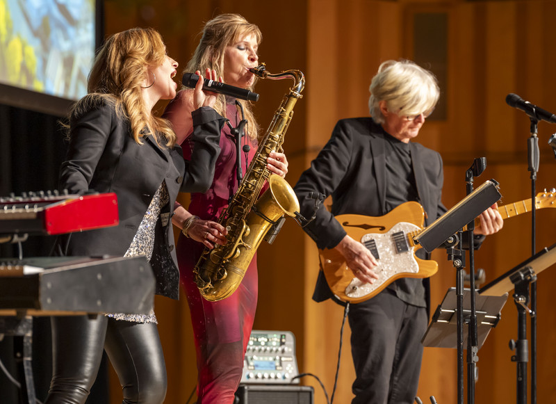 Das Bild zeigt die Band "Heilbronn Soul" in Aktion auf der Bühne der Harmnonie.