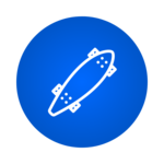 Ein Icon eines Longboards.