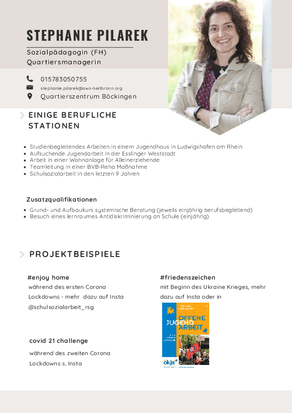 Steckbrief Stephanie Pilarek Quartiersmanagerin