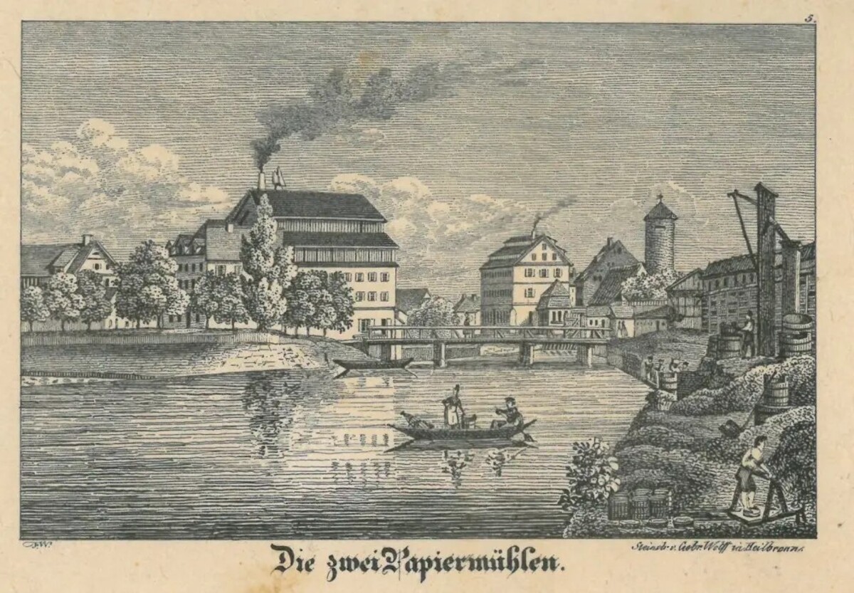 Man sieht eine historische Zeichnung von Heilbronn