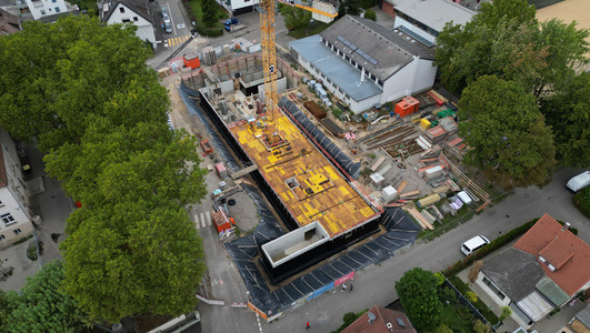 Drohnenaufnahme von der Neckartalschule im Bau