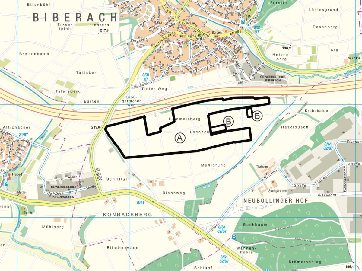 Übersichtsplan zur Lage im Stadtgebiet Solarpark Hammelsberg - Kartengrundlage: Vermessungs- und Katasteramt