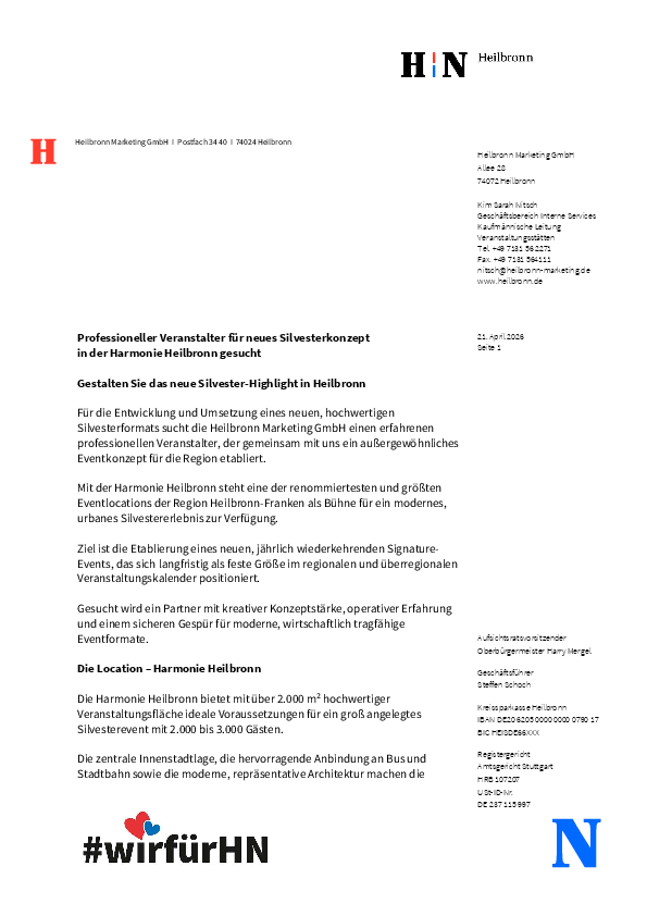 Ausschreibung Veranstaltung Silvester 2026