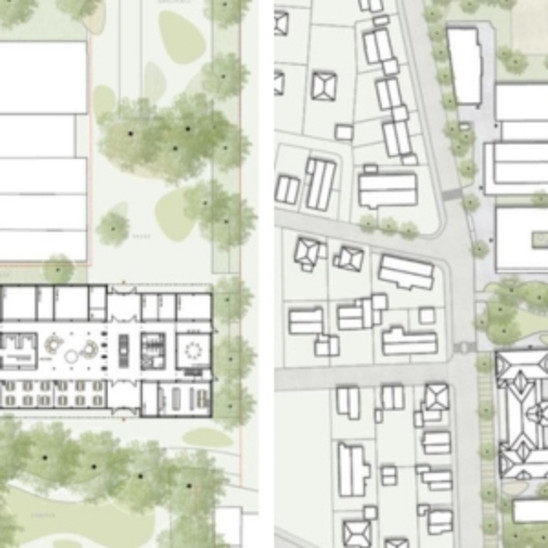 Ein Planausschnitt de Neubaus Neckartalschule und Schulcampus