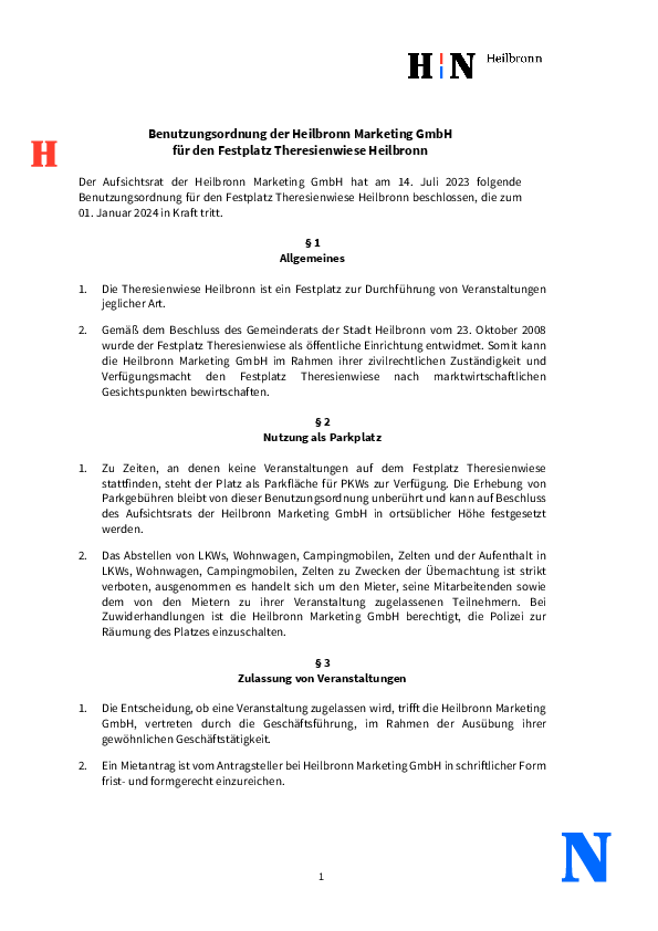 Benutzungsordnung Theresienwiese Heilbronn