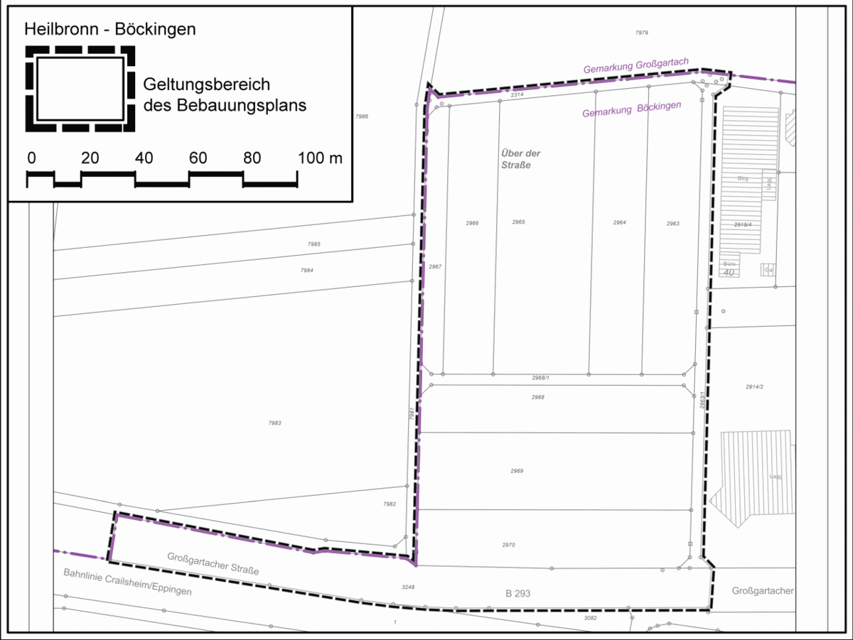 Übersichtsplan: Nördlich Großgartacher Straße II - Kartengrundlage: Vermessungs- und Katasteramt