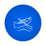 Icon Wassersportarten: Man sieht ein Boot mit Ruder