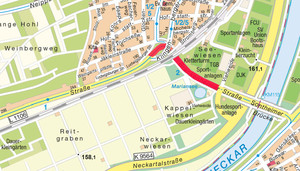Man sieht den Lageplan der Brackenheimer Straße