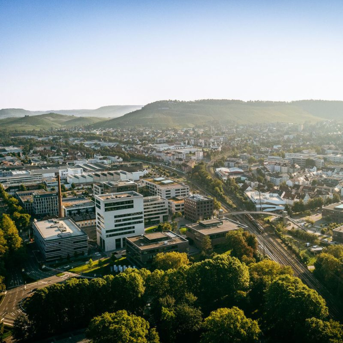Ein Luftbild. Man sieht den Bildungscampus als Ganzes.