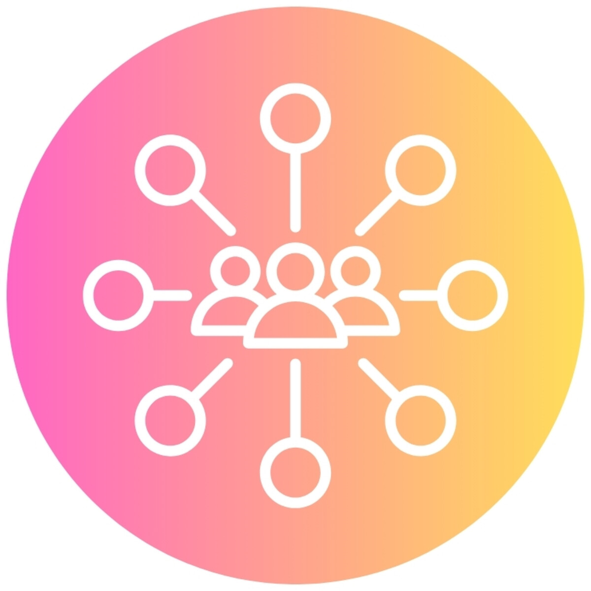 Icon mit Menschen die zu einem Netzwerk verbunden sind