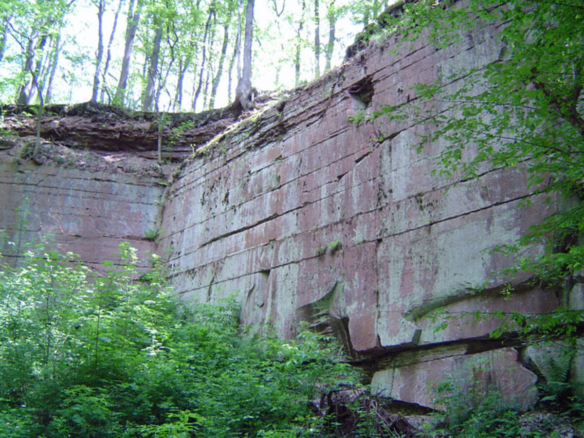 Anstehender Schilfsandstein im Naturschutzgebiet