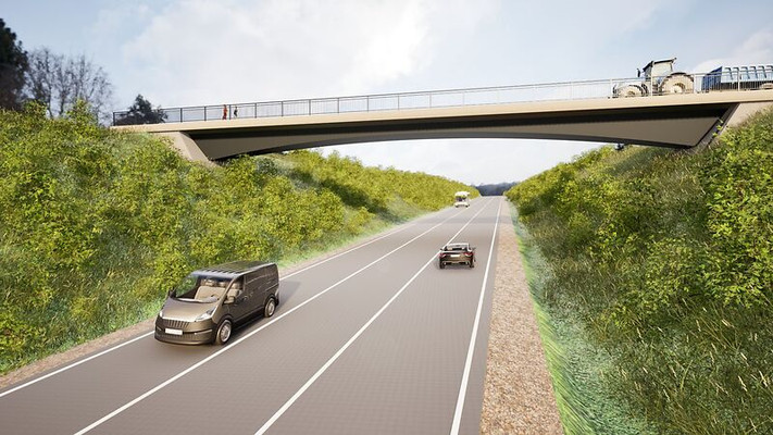 Ein zweites Brückenbauwerk im Projekt: die Feldwegbrücke am Näpfle. Visualisierung: Stadt Heilbronn/Planungsbüro IG Bauen