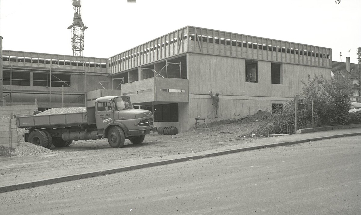 Am 31. Mai 1974 wird das Richtfest gefeiert. Foto: Stadtarchiv Heilbronn