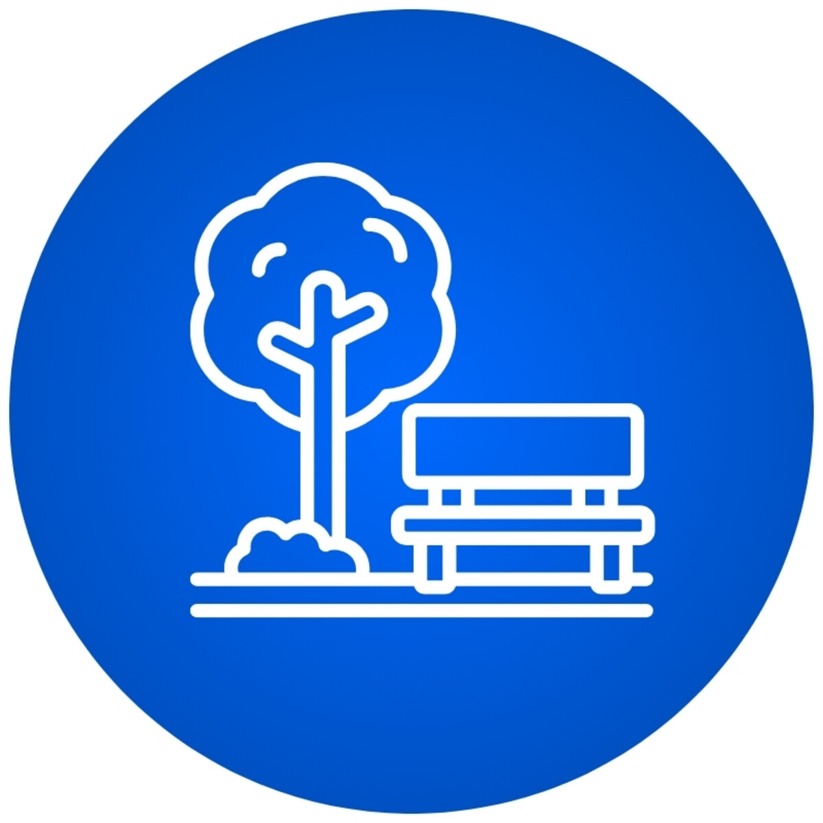 ein icon mit einer bank mit baum