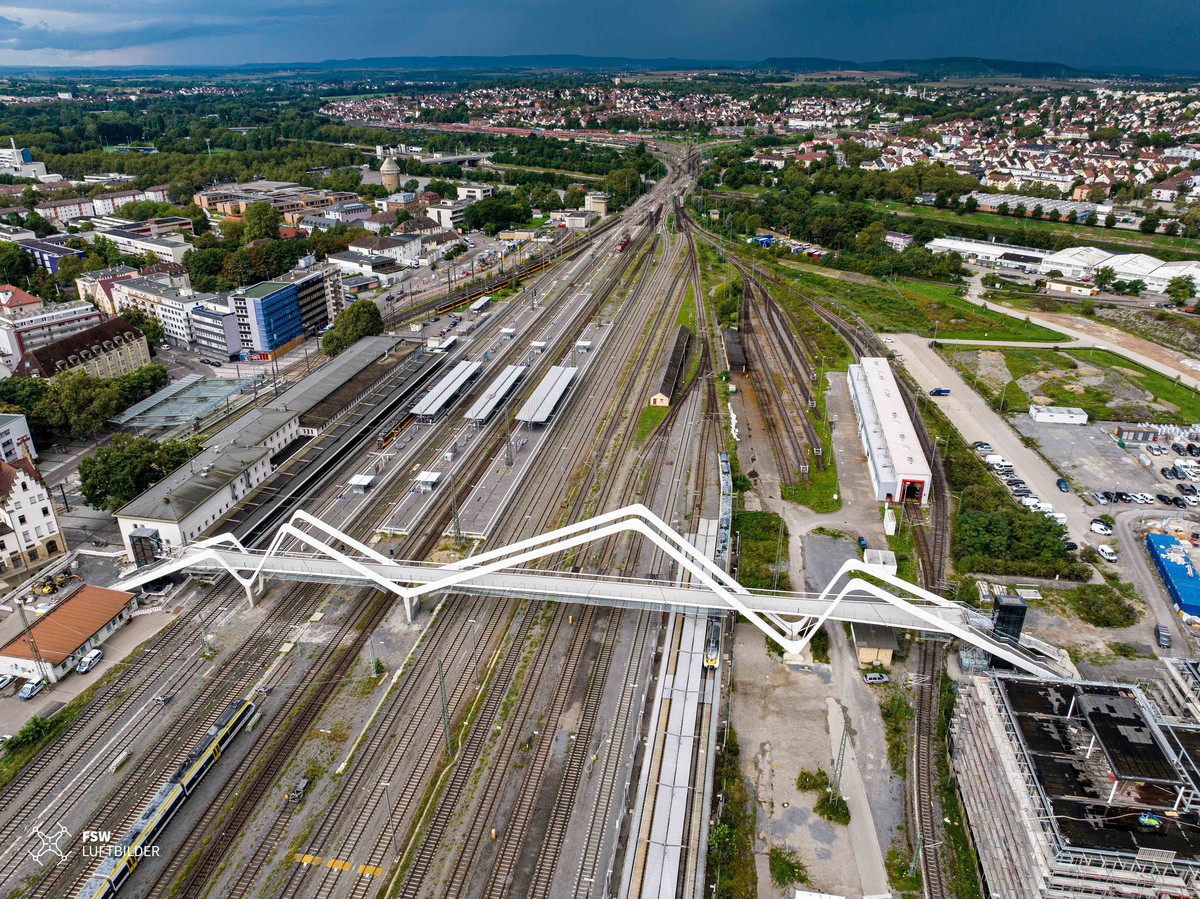 Die BUGA-Brücke aus der Vogelsperspektive