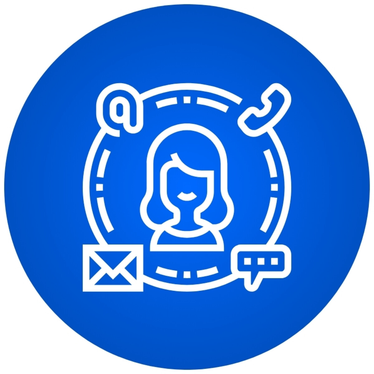 ein icon mit einer person die per mail, telefon und brief oder direkt erreichbar ist