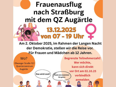 Man sieht das Plakat des Frauenausflugs nach Straßburg