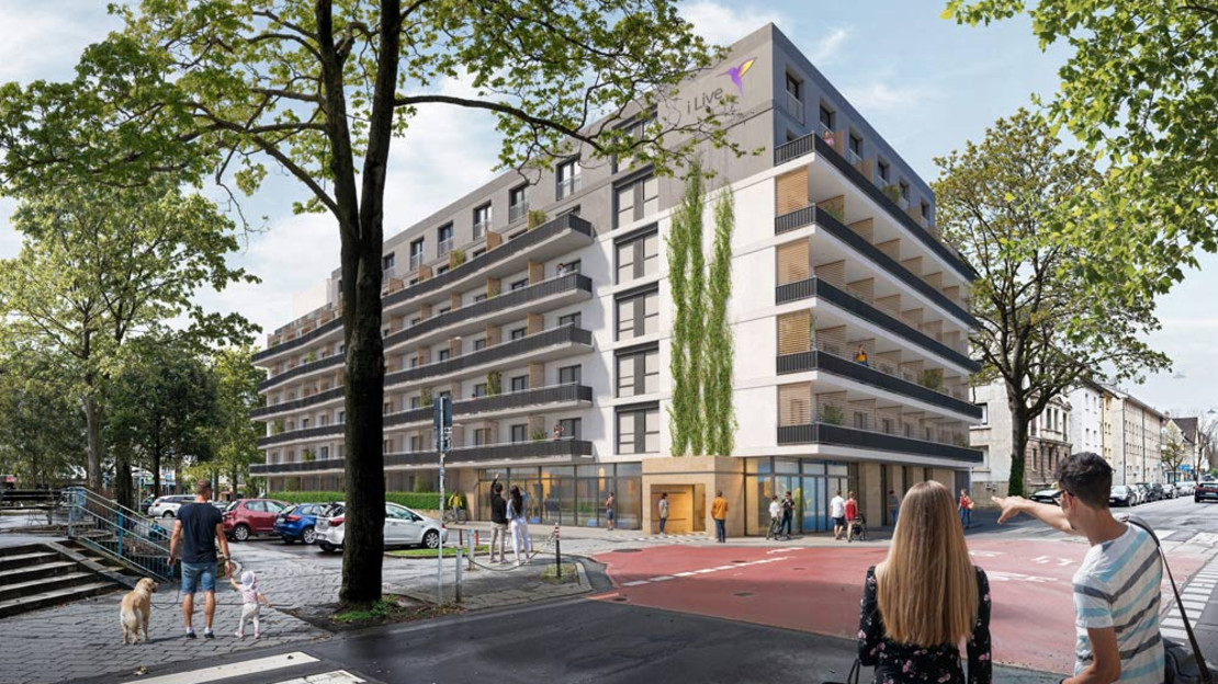 Visualisierung des geplanten Wohnheims am Kaiser-Friedrich-Platz
