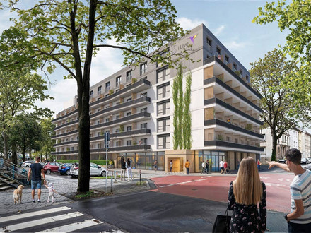 Visualisierung des geplanten Wohnheims am Kaiser-Friedrich-Platz