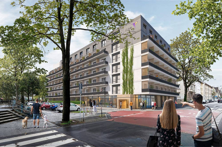 Visualisierung des geplanten Wohnheims am Kaiser-Friedrich-Platz