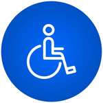Symbol für barrierefreie Gestaltung und Zugänglichkeit mit Person in Rollstuhl