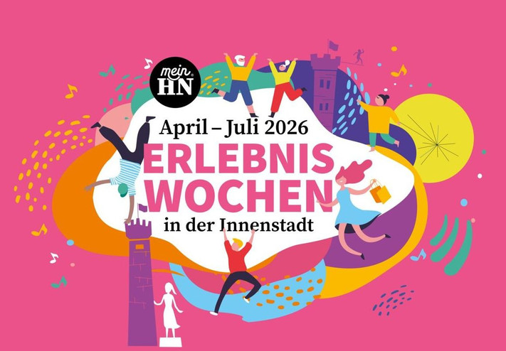 Das Bild zeigt das Logo der Erlebniswochen, die von April bis Juli in der Heilbronner Innenstadt stattfinden. 