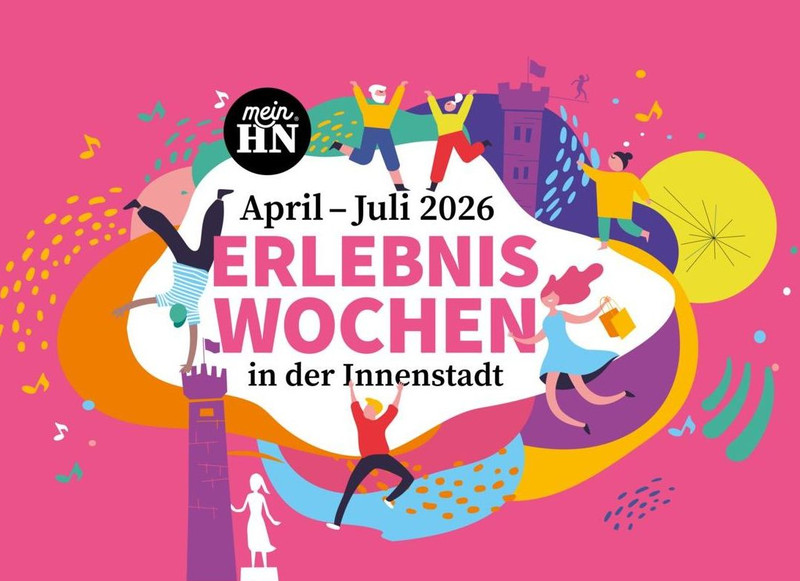 Das Bild zeigt das Logo der Erlebniswochen, die von April bis Juli in der Heilbronner Innenstadt stattfinden. 