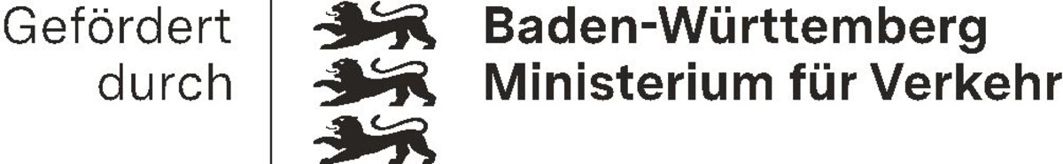 Ein Logo: Gefördert durch Baden-Württemberg Ministerium für Verkehr