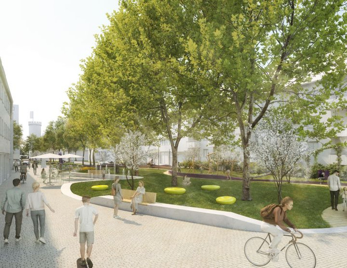 Eine Visualisierung zeigt die geplante Umgestaltung der Turmstraße und Zehentgasse