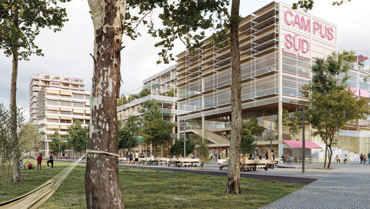 Visualisierung: So planen die Berliner Büros ROBERTNEUN Architekten und SINAI Gesellschaft von Landschaftsarchitekten den Bereich zwischen Mannheimer Straße, Bleichinselbrücke, Neckar und Untere Neckarstraße.  © ROBERTNEUN Architekten mit sinai Landschaftsarchitekten, Berlin