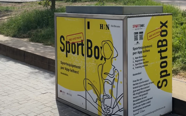 Die SportBoxen stehen im Campuspark und am Bollwerksplatz (bis zum 14. September, danach im Wertwiesenpark). (Foto: Stadt Heilbronn)