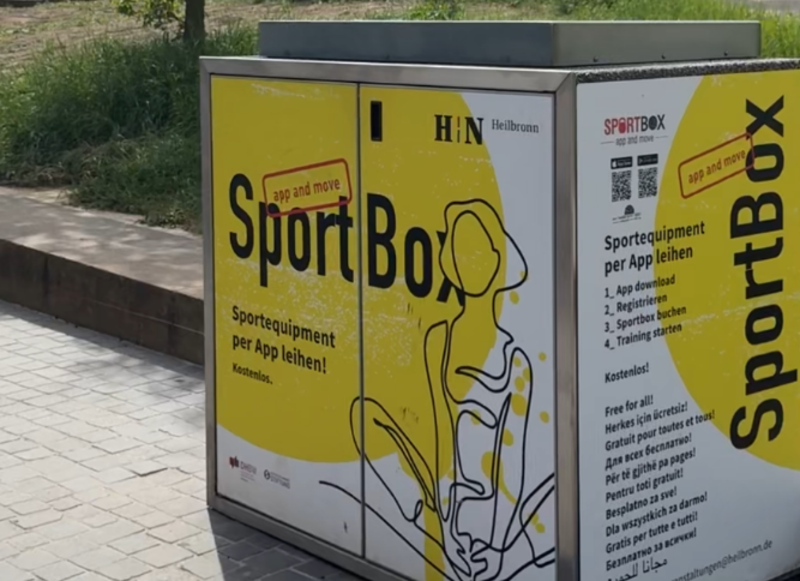 Die SportBoxen stehen im Campuspark und am Bollwerksplatz (bis zum 14. September, danach im Wertwiesenpark). (Foto: Stadt Heilbronn)