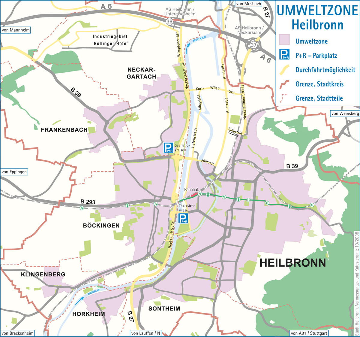 Übersichtskarte zur Umweltzone Heilbronn