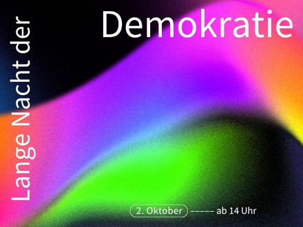 Grafik zur Langen Nacht der Demokratie am 2. Oktober ab 14 Uhr auf dem Marktplatz, im Rathaus und in der Heilbronner Innenstadt.