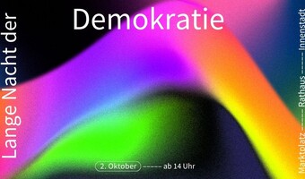 Grafik zur Langen Nacht der Demokratie am 2. Oktober ab 14 Uhr auf dem Marktplatz, im Rathaus und in der Heilbronner Innenstadt.