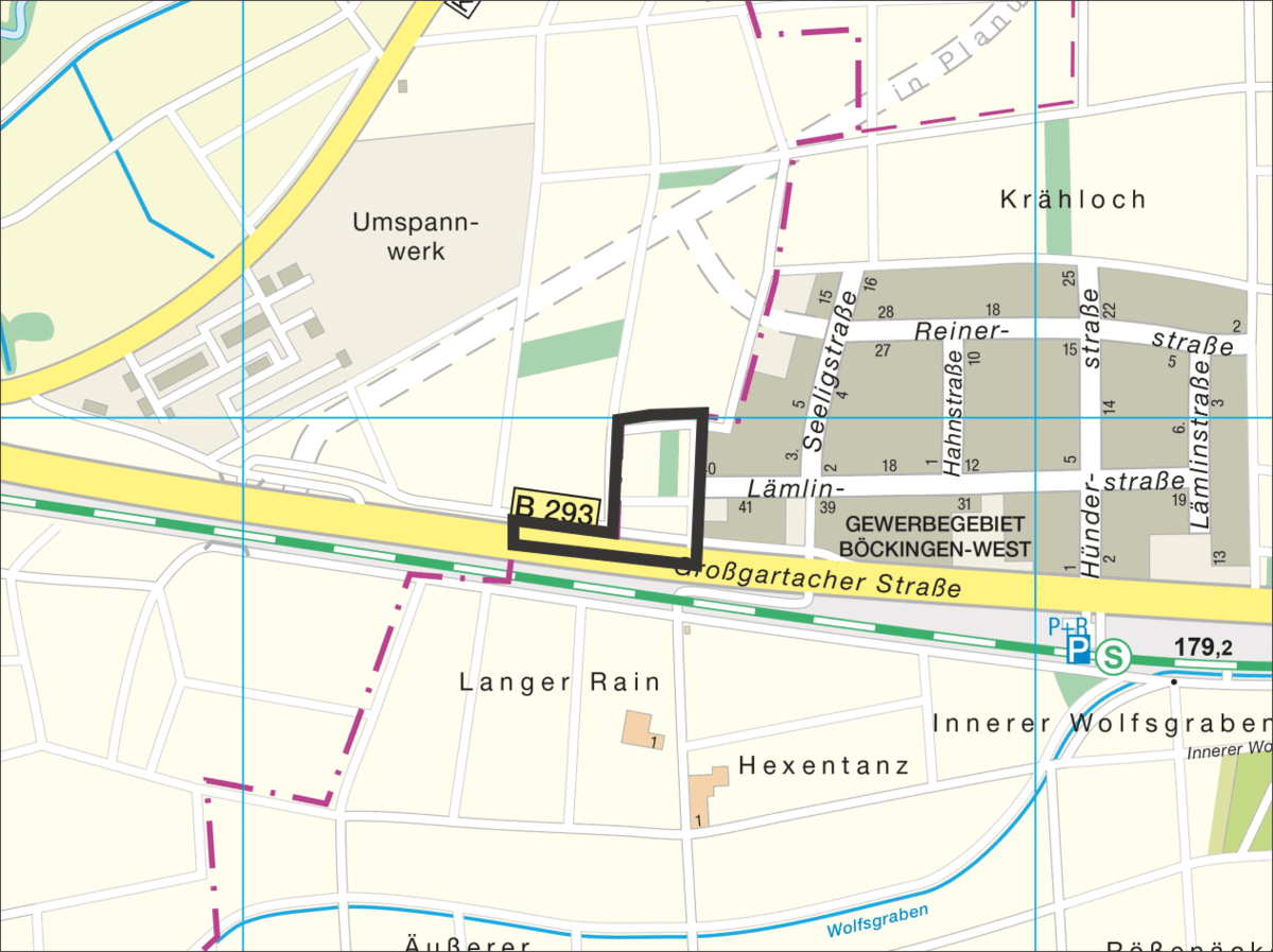 Übersichtsplan Lage im Stadtgebiet: Nördlich Großgartacher Straße II - Kartengrundlage: Vermessungs- und Katasteramt